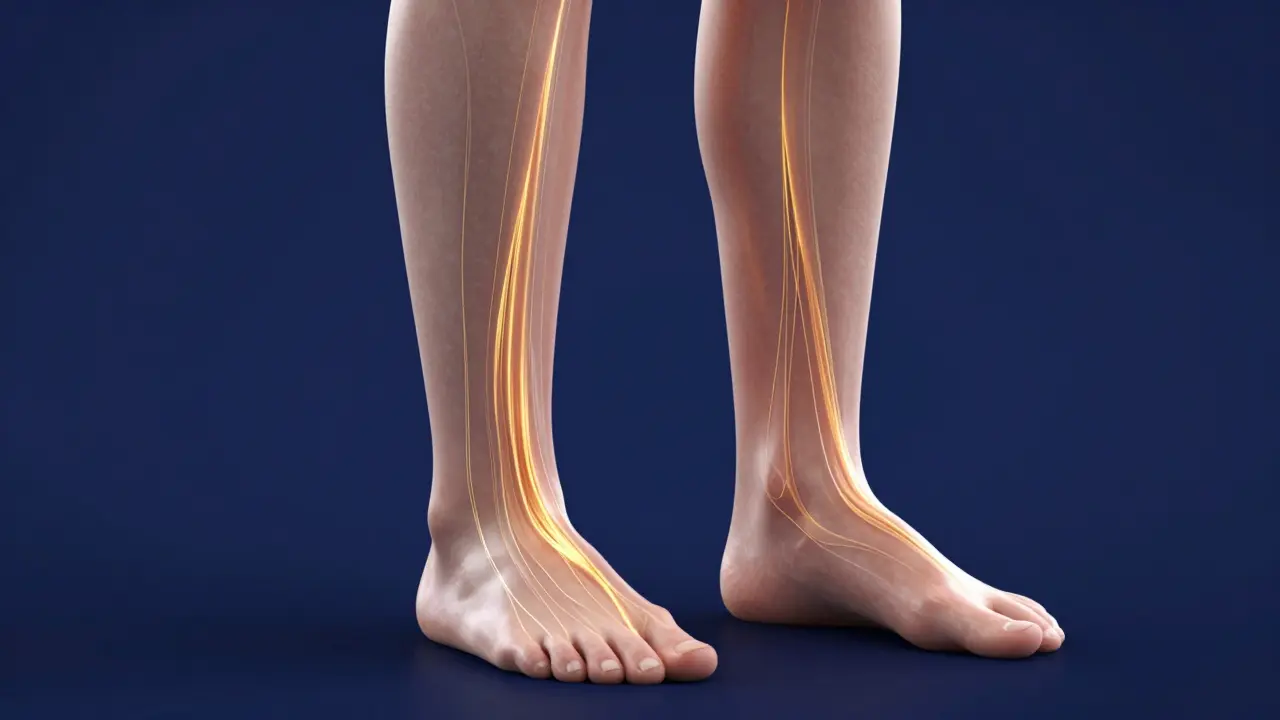 Conceptual artistic visualization of lymphatic fluid moving up the legs to reduce swelling