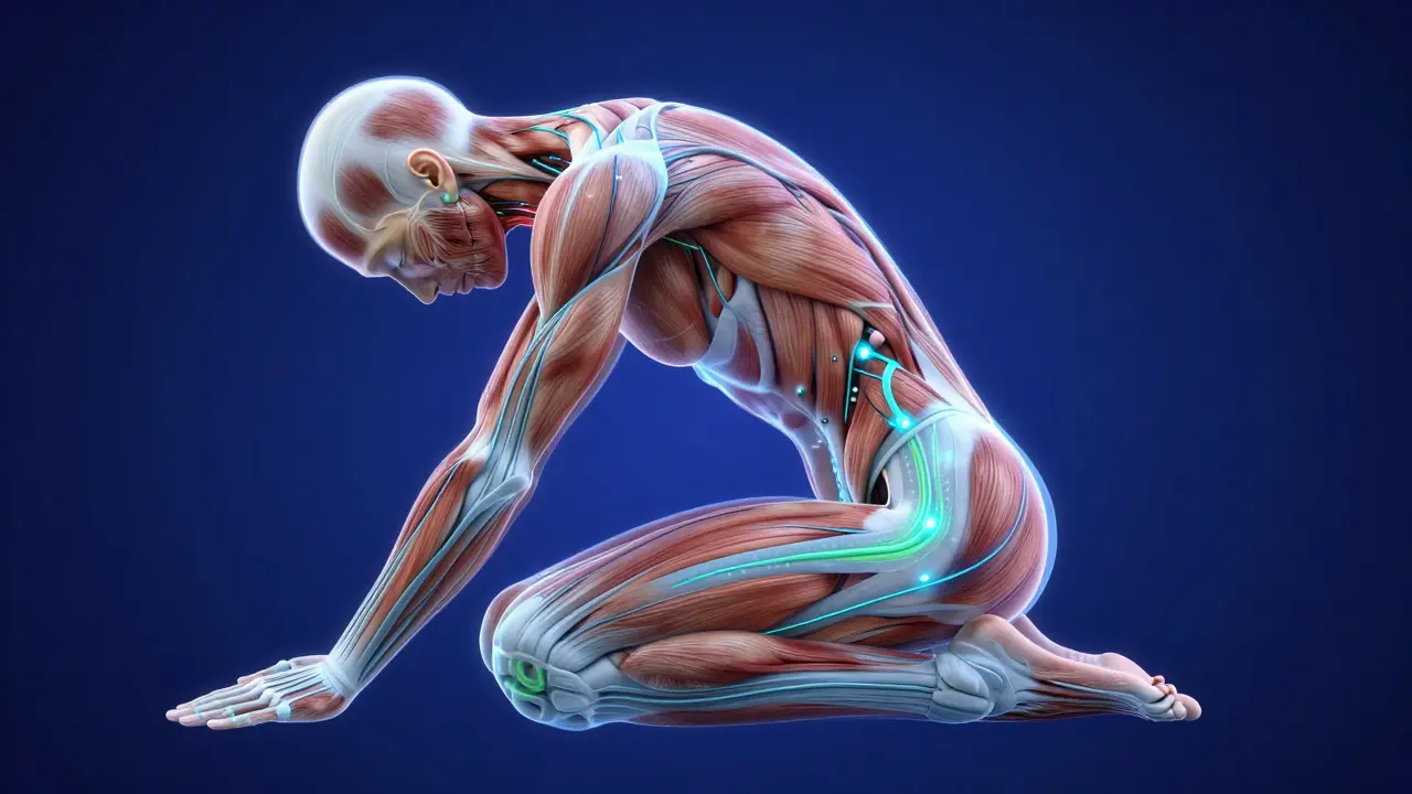 Anatomical view of forward fold stimulating energy channels